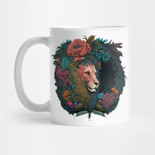 Lion in flowers Mug